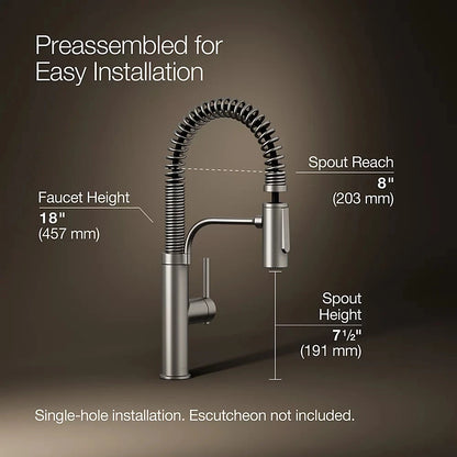 Kohler Provo Semi-Professional Pull-Down Kitchen Sink Faucet - Stainless Steel