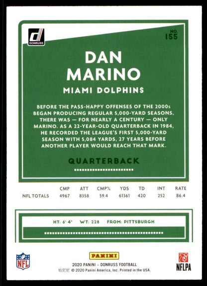 2020 Donruss Dan Marino #155 Miami Dolphins