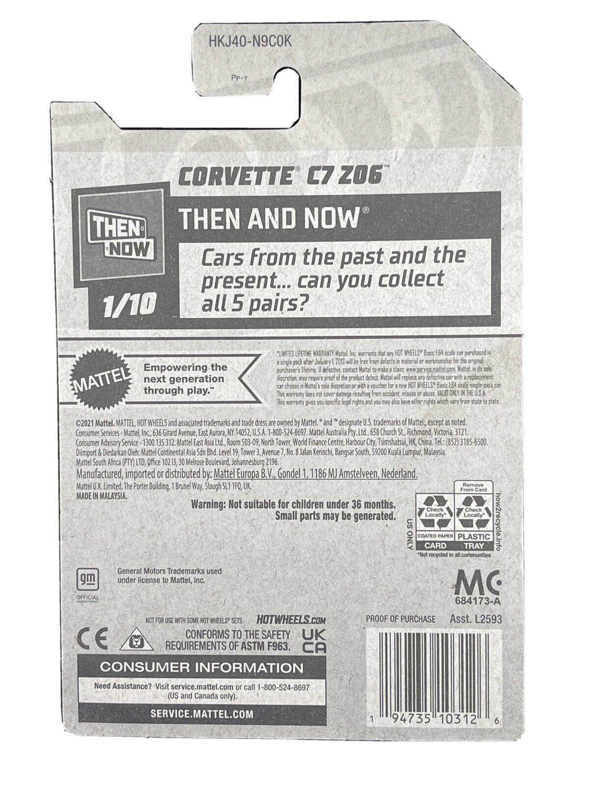 2023 Hot Wheels Corvette C7 Z06 (Gray) Then And Now 1/10, 193/250