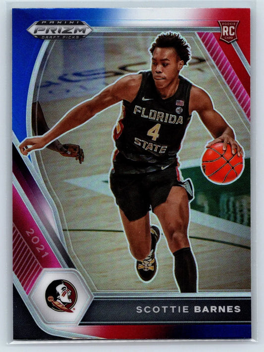 2021 Panini Prizm Draft Pick Red White & Blue #6 Scottie Barnes Florida State Seminoles