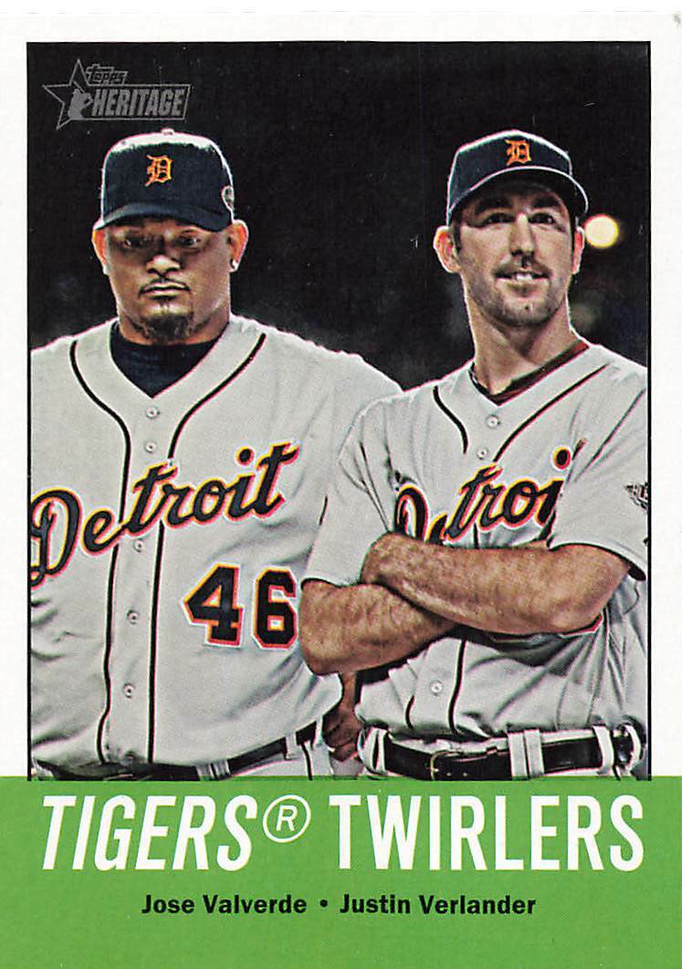 2012 Topps Heritage Jose Valverde / Justin Verlander #218 Tigers