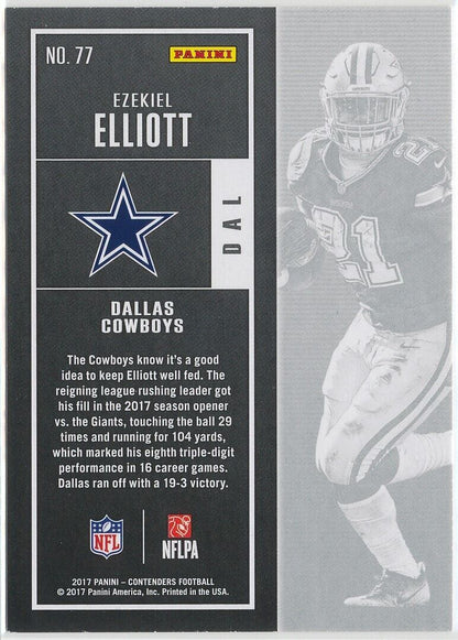 2021 Panini Contenders Football #77 Ezekiel Elliott Dallas Cowboys