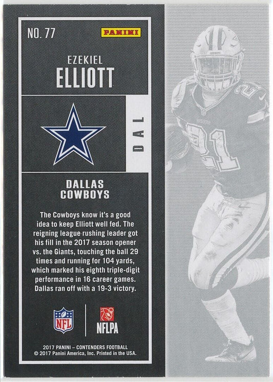 2021 Panini Contenders Football #77 Ezekiel Elliott Dallas Cowboys