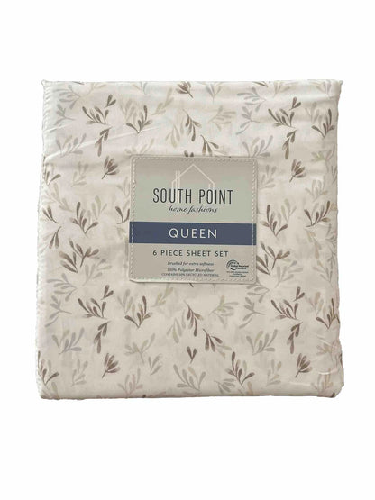 South Point Home Queen Microfiber Sheet Set, 6-Piece - Seaside Bouquet