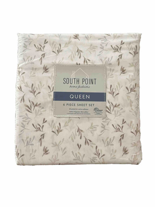 South Point Home Queen Microfiber Sheet Set, 6-Piece - Seaside Bouquet