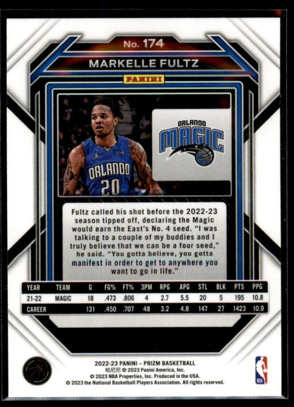 2022-23 Panini Prizm Markelle Fultz Base #174 Orlando Magic - walk-of-famesports