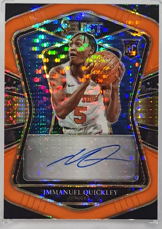 2020-21 Select Immanuel Quickley Neon Orange Pulsar Prizm Rookie RC Auto #4/30
