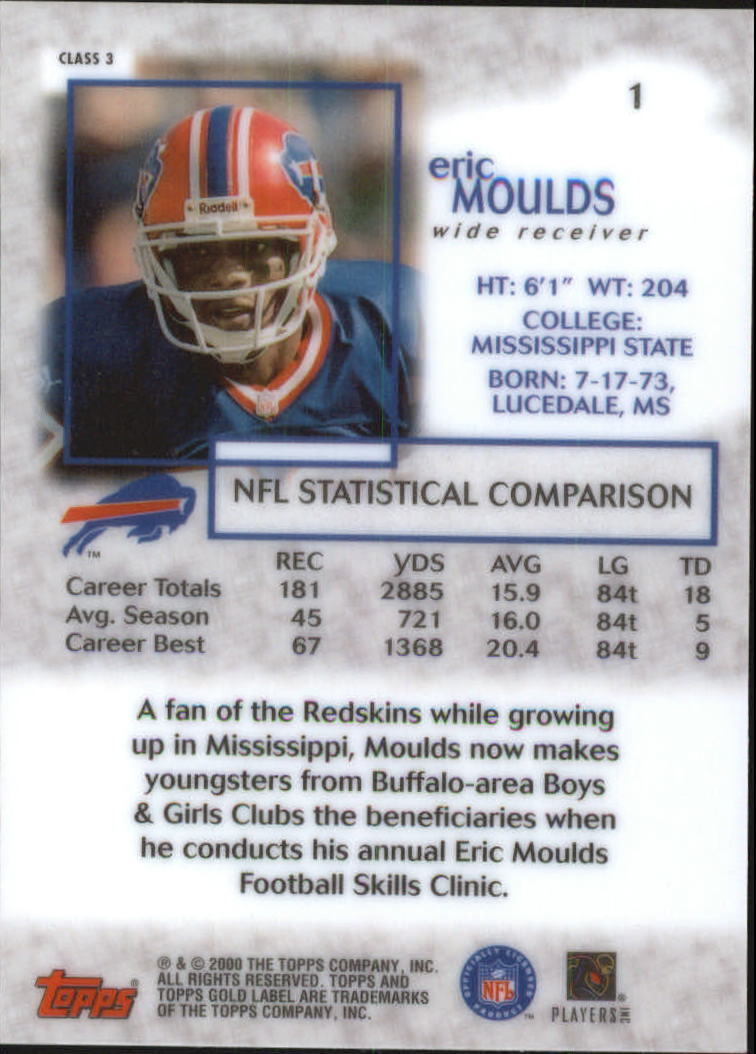 2000 Topps Gold Label #1 Eric Moulds Buffalo Bills Football Card