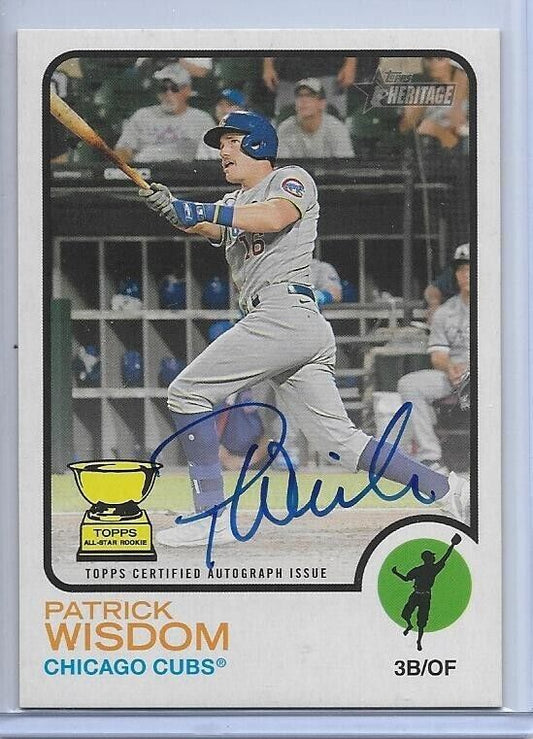 Patrick Wisdom 2022 Topps Heritage High Number Real Ones Auto Card #ROA-PW Chicago Cubs