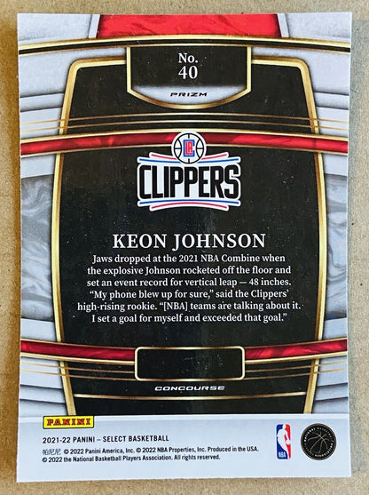 2021-22 Panini Select Keon Johnson Rookies Blue Prizm 40 Los Angeles Clippers