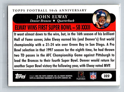 2005 Topps Golden Moments #322 John Elway Denver Broncos Football Card - walk-of-famesports
