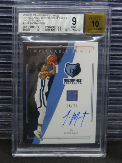 2020-21 Impeccable Ja Morant Shots Holo Silver Auto Autograph #14/25 BGS 9 10