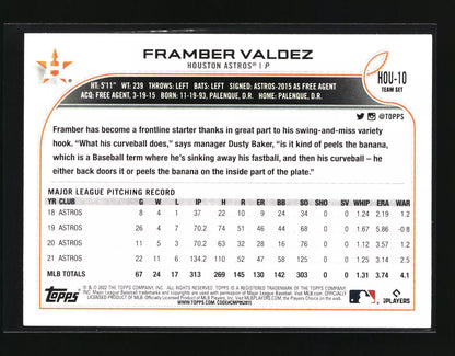 2022 Topps Framber Valdez #HOU-10 Houston Astros