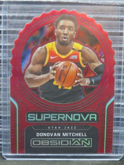 2020-21 Obsidian Donovan Mitchell Supernova Electric Etch Red Flood SSP #8 Jazz