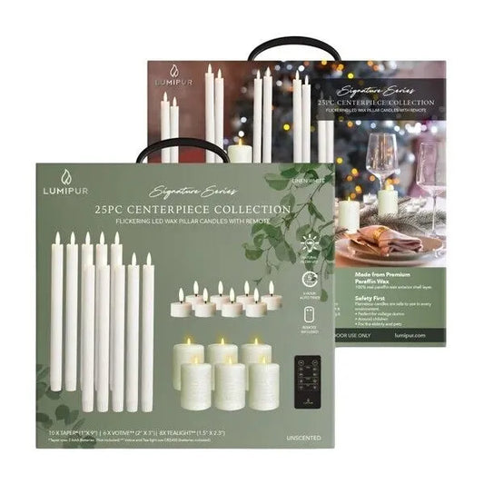 LumiPur Signature Flameless LED Candles Centerpiece Collection with Remote, 25Pc