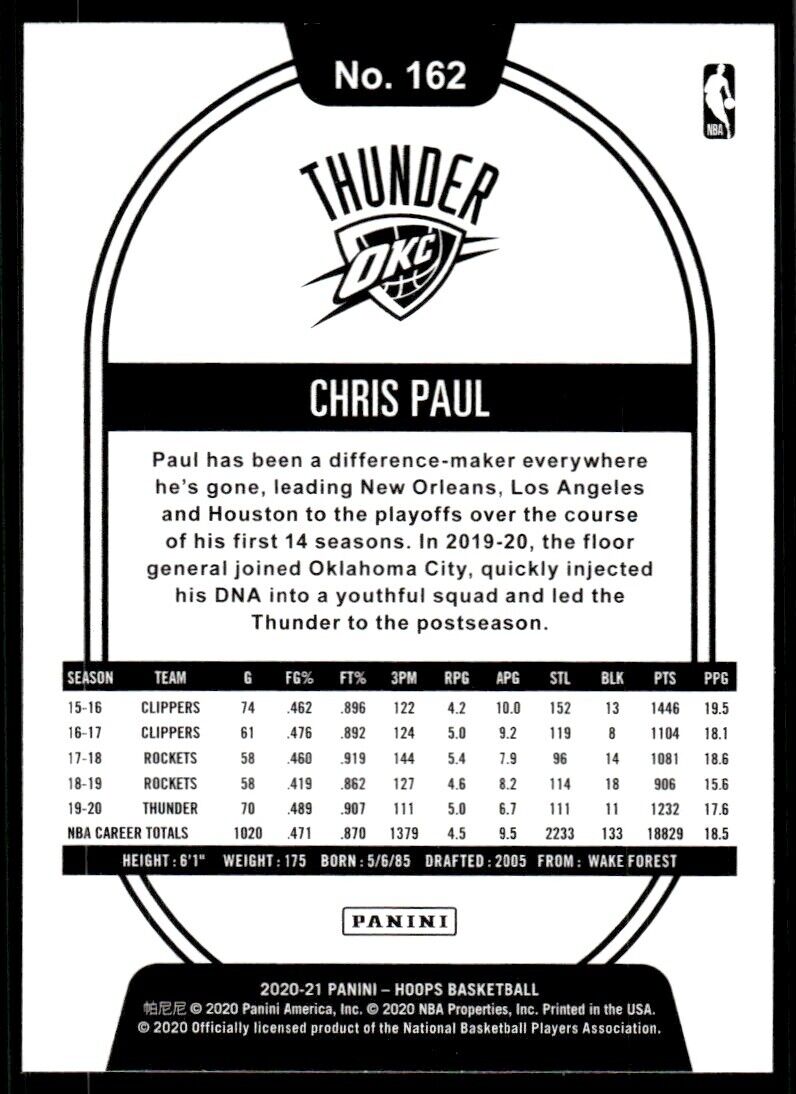 2020 Panini Chris Paul #162 NBA Hoops