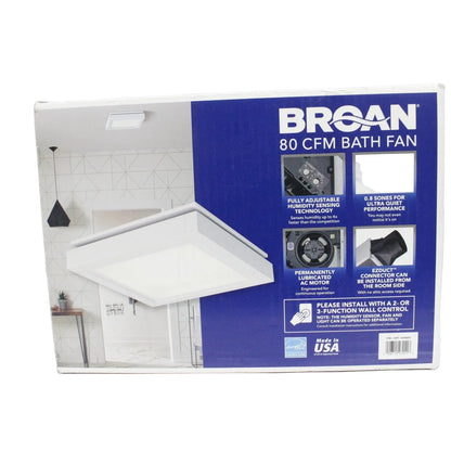 Broan Ultra-Quiet Humidity-Sensing Bath Fan with LED Light CST80SLW