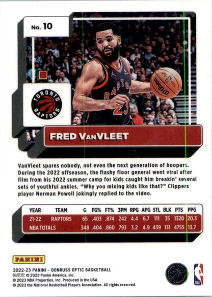 2022-23 Donruss Optic Fred VanVleet #10 Toronto Raptors - walk-of-famesports