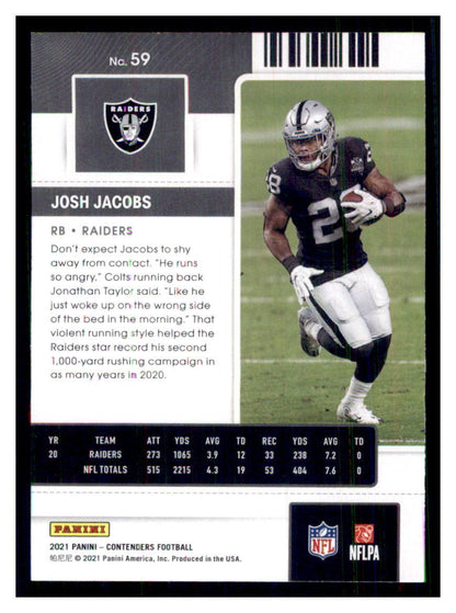 2021 Panini Contenders Josh Jacobs Las Vegas Raiders #59