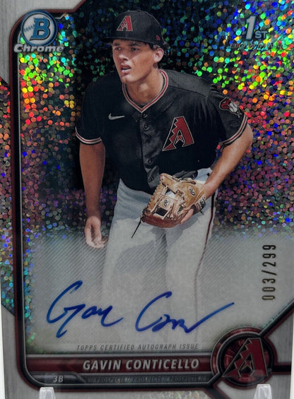 2022 1st Bowman Chrome Gavin Conticello Speckle Refractor Prospect Auto #/299
