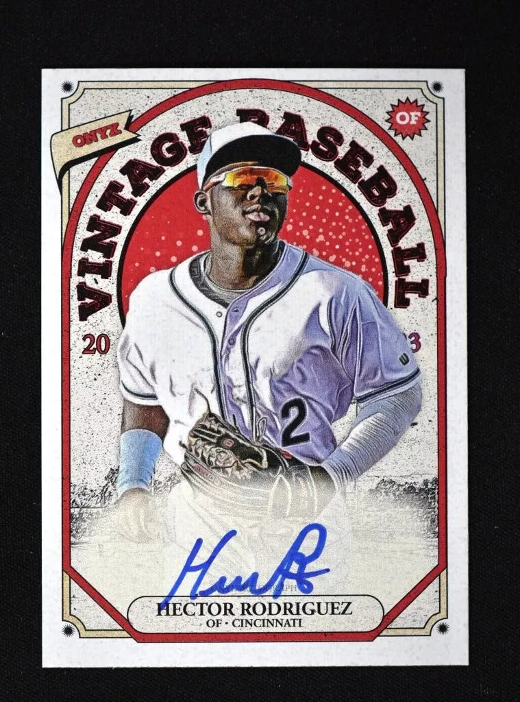 2023 Onyx Vintage Blue Signatures #VAHR Hector Rodriguez - Cincinnati Reds