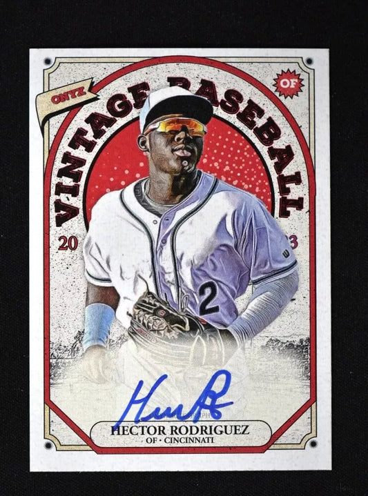 2023 Onyx Vintage Blue Signatures #VAHR Hector Rodriguez - Cincinnati Reds