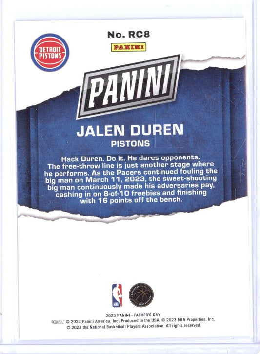 JALEN DUREN /199 ROOKIE 2023 Panini Father's Day Silver Prizm RC #RC8