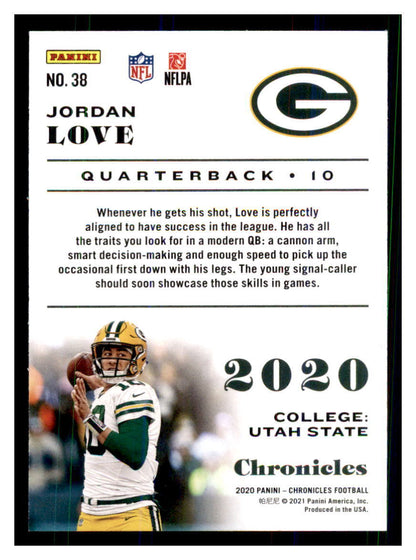 2020 Panini Chronicles Jordan Love Rookie #38 Green Bay Packers