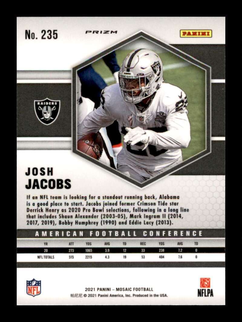 2021 Panini Mosaic Silver Prizm Josh Jacobs #235 Las Vegas Raiders