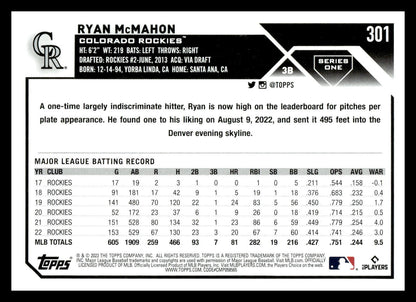 2023 Topps Ryan McMahon #301 Colorado Rockies
