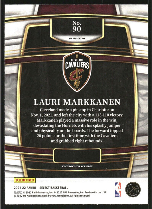 2021-22 Panini Select Lauri Markkanen Blue Prizm #90 Cleveland Cavaliers