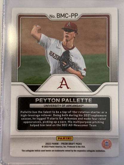2022 Panini Prizm Draft Pick Peyton Pallette Big Man on Campus #BMC-PP Arkansas Razorbacks