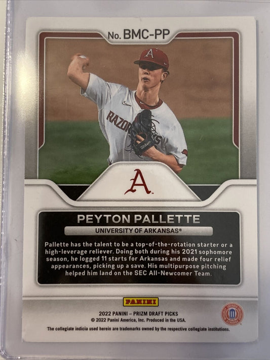 2022 Panini Prizm Draft Pick Peyton Pallette Big Man on Campus #BMC-PP Arkansas Razorbacks