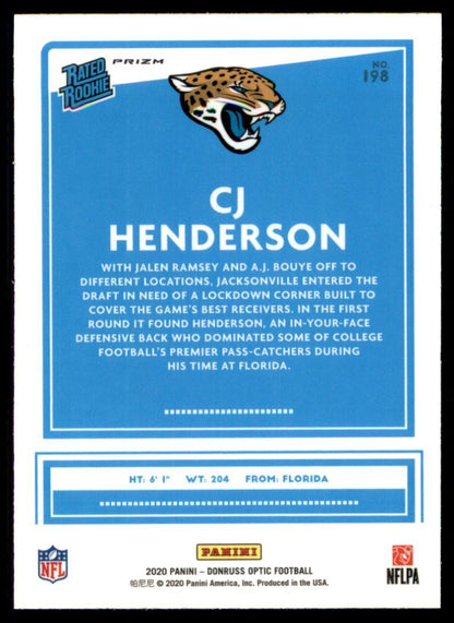 CJ HENDERSON 2020 Donruss Optic BLUE SCOPE Prizm RC #198 JAGUARS