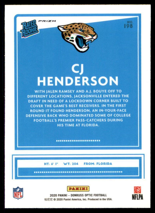 CJ HENDERSON 2020 Donruss Optic BLUE SCOPE Prizm RC #198 JAGUARS