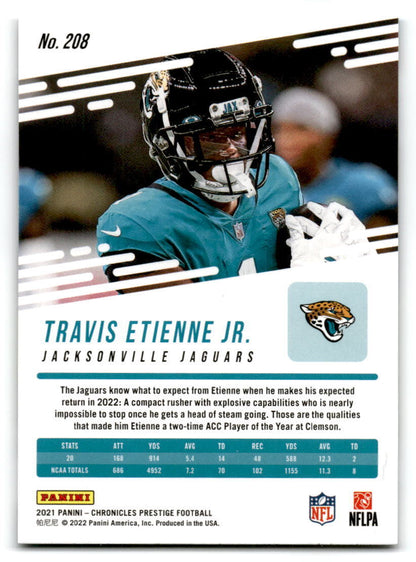 2021 Panini Chronicles Prestige Football #208 Travis Etienne Jr. Rookie Card