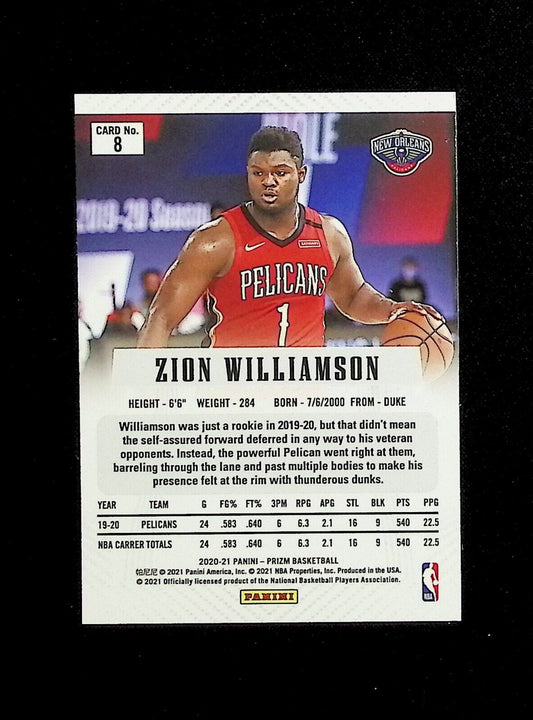 2020-21 Panini Prizm Silver Flashbacks Zion Williamson #8 New Orleans Pelicans