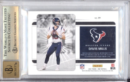 DAVIS MILLS #49 2021 PANINI ONE DUAL PATCH ON CARD AUTO RC /199 BGS 9.5 AUTO 10
