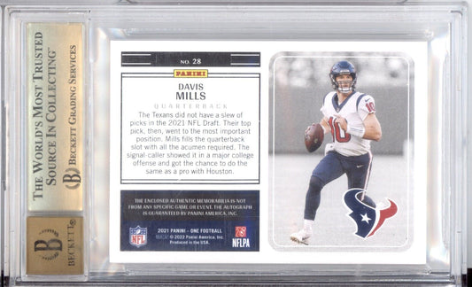 2021 PANINI ONE PATCH ON CARD AUTO RC #28 DAVIS MILLS /199 BGS 9.5 AUTO 10