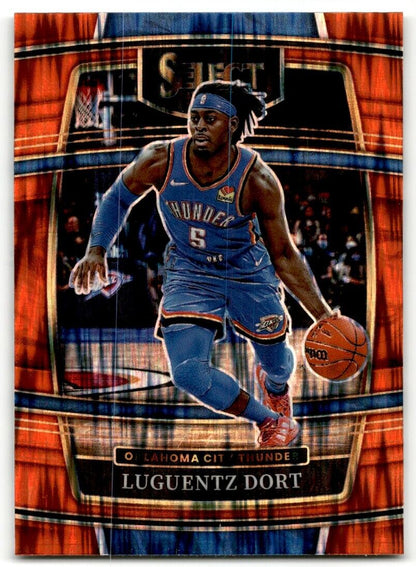 2021-22 Panini Select Luguentz Dort Orange Flash Prizms 2 Oklahoma City Thunder