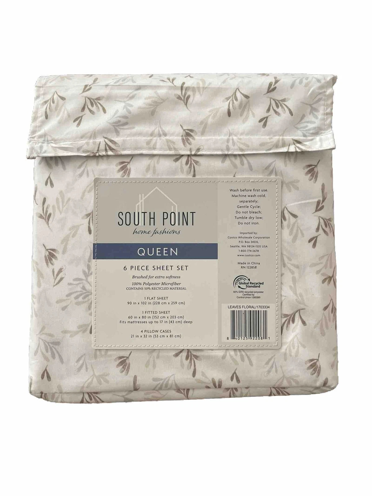 South Point Home Queen Microfiber Sheet Set, 6-Piece - Seaside Bouquet
