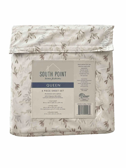 South Point Home Queen Microfiber Sheet Set, 6-Piece - Seaside Bouquet