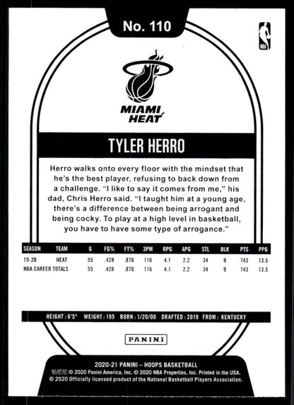 2020-21 Panini NBA Hoops Tyler Herro #110 Miami Heat