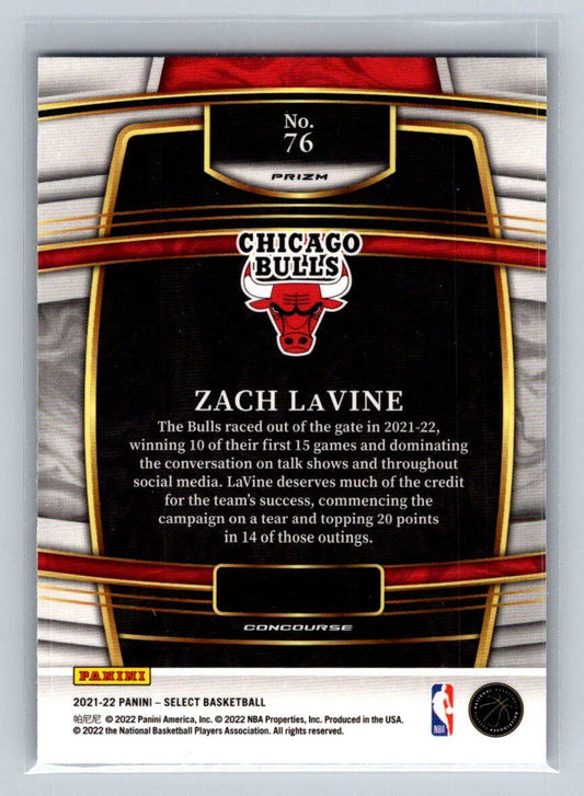 2021-22 Panini Select Zach LaVine Blue Prizm #76 Chicago Bulls