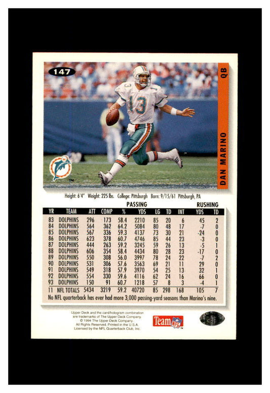 1994 Upper Deck Collector Choice Dan Marino #147 Miami Dolphins