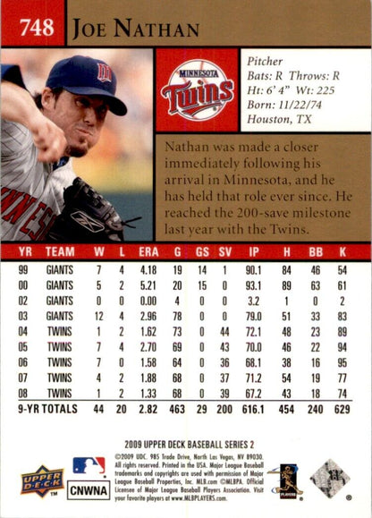 2009 Upper Deck Joe Nathan #748 Minnesota Twins