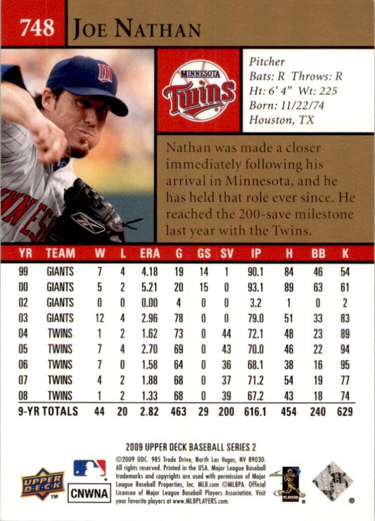 2009 Upper Deck Joe Nathan #748 Minnesota Twins