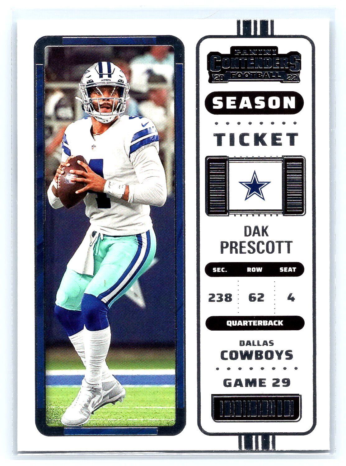 2022 Panini Contenders Dak Prescott Season Ticket #27 Dallas Cowboys