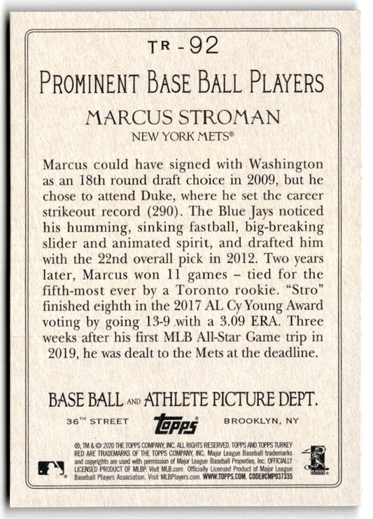 2020 Topps #TR-92 Marcus Stroman Turkey Red - New York Mets
