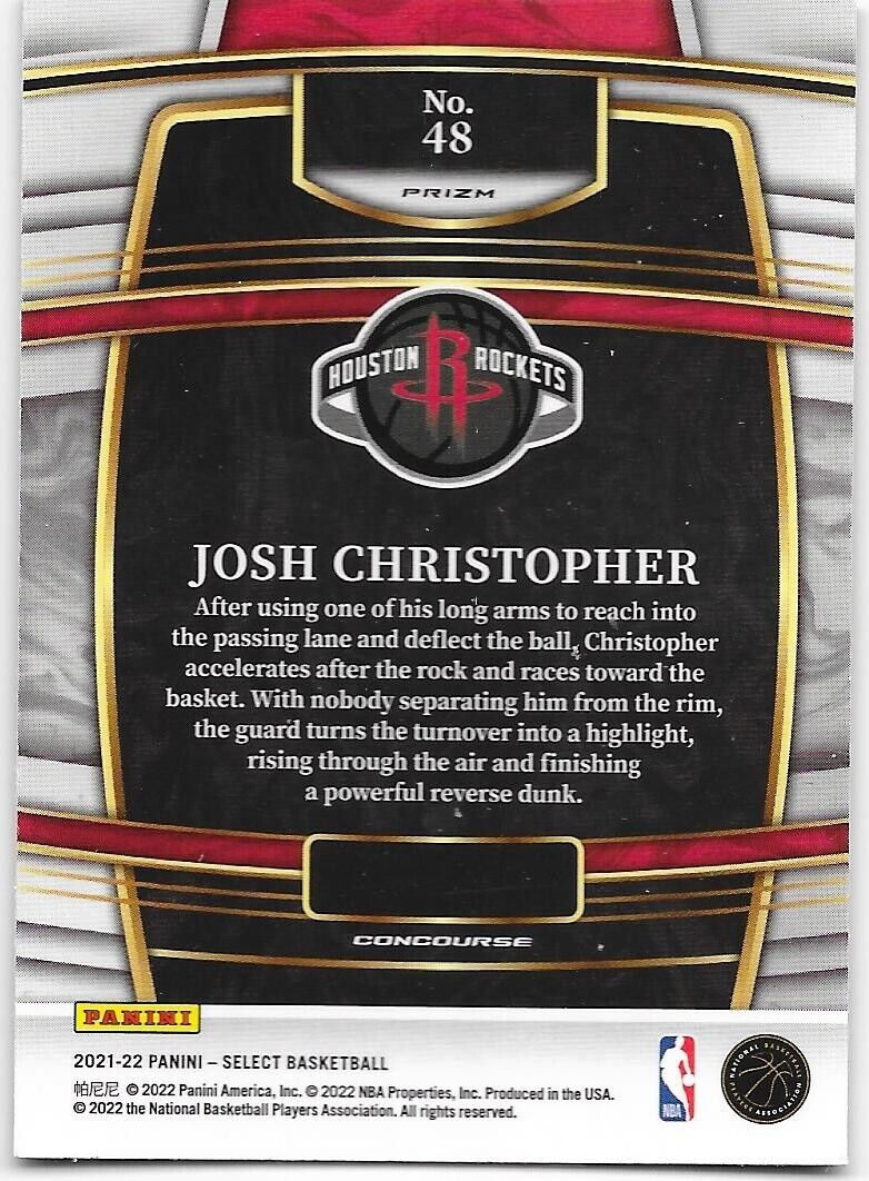 2021-22 Panini Select Josh Christopher Rookies Blue Prizm 48 Houston Rockets